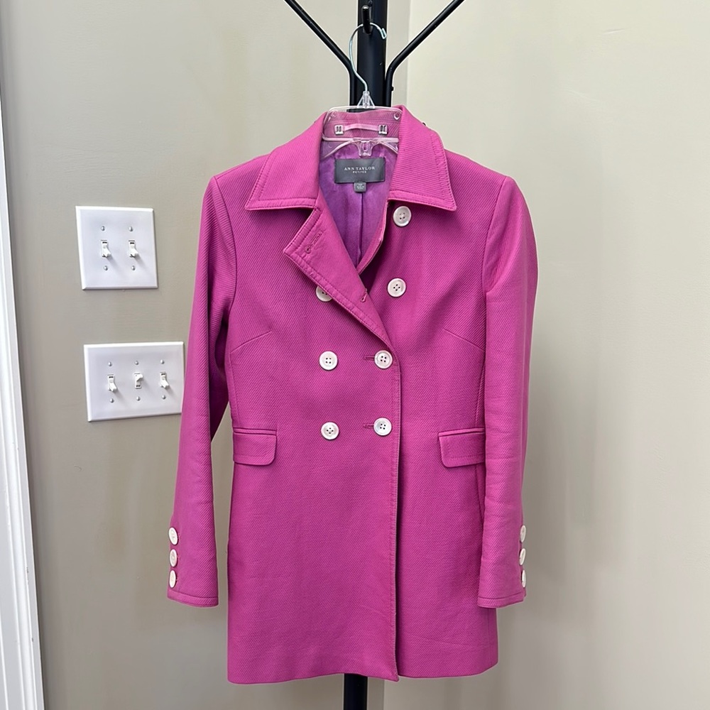 Ann Taylor Pink Double-Breasted Coat